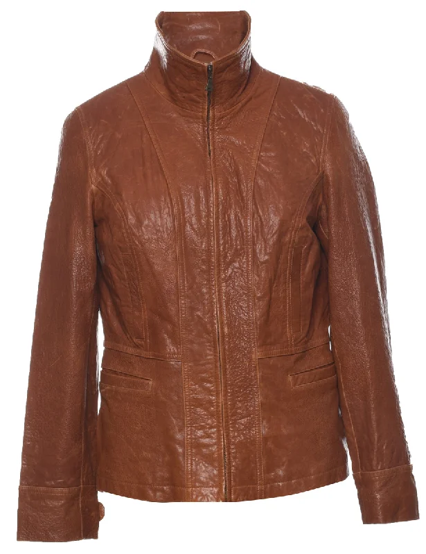 Light Brown Leather Jacket - L Wool Jacket Cashmere Jacket Tweed Jacket