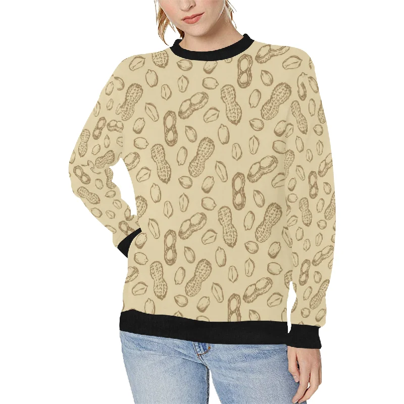 hand drawn peanuts pattern Women's Crew Neck Sweatshirt Hoodie with Thumb Holes Functional Cozy