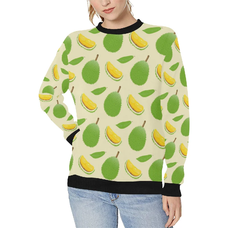 Durian pattern Women's Crew Neck Sweatshirt Hoodie with Hem Detail Decorative Unique