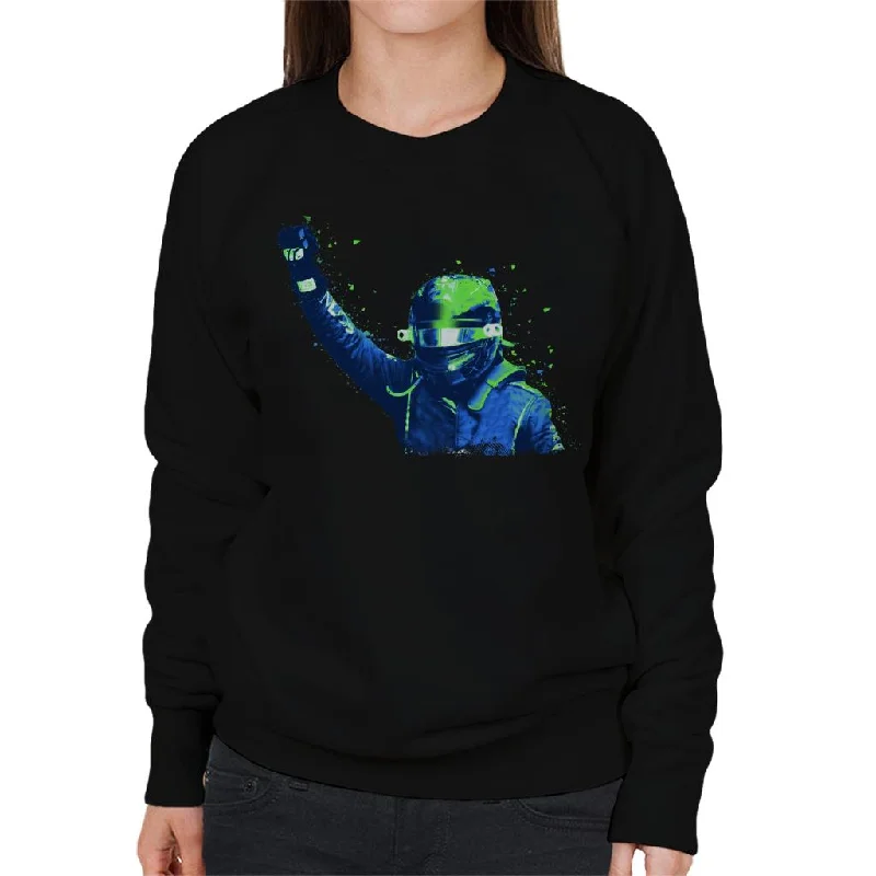 Motorsport Images Lewis Hamilton Celebrates Victory Women's Sweatshirt Hoodie with Batwing Sleeves Loose Dramatic