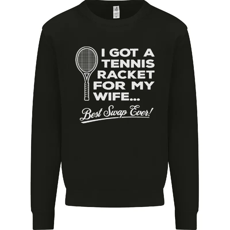 A Tennis Racket for My Wife Best Swap Ever! Mens Sweatshirt Jumper Hoodie with Thumb Holes Functional Cozy