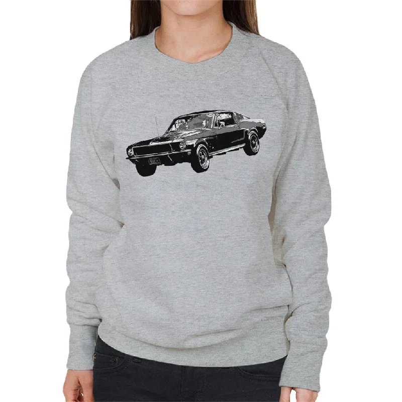 Motorsport Images Steve McQueen Ford Mustang Women's Sweatshirt Hoodie with Ribbed Cuffs Snug Fit Comfort