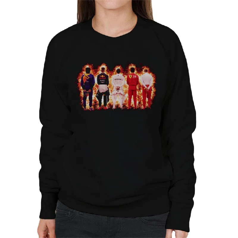 Motorsport Images Sainz Jr Verstappen Hamilton Leclerc & Vettel Women's Sweatshirt Hoodie with Applique Textured Unique