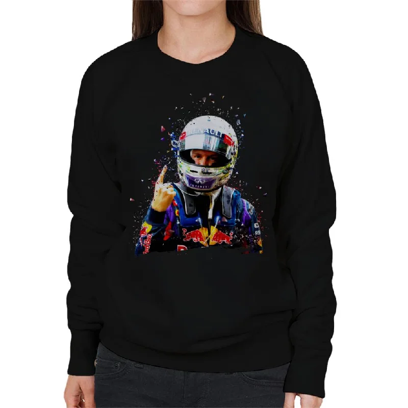 Motorsport Images Sebastian Vettel Interlagos 2013 Women's Sweatshirt Hoodie with Cuffed Sleeves Snug Secure