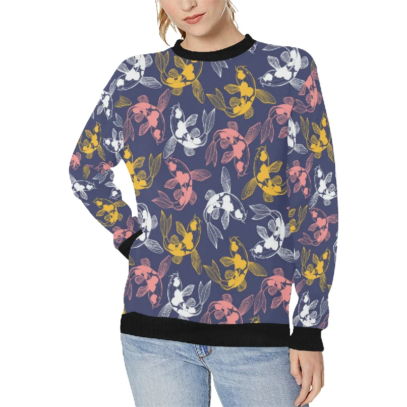 Koi Fish Carp Fish pattern Women's Crew Neck Sweatshirt Hoodie with V-Neck Classic Versatile