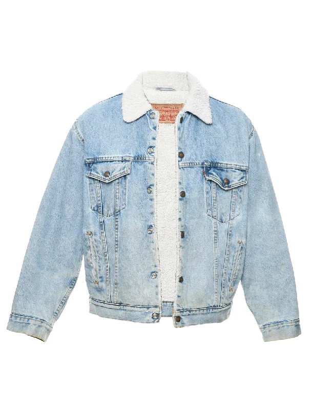 Levi's Light Wash Shearling Denim Jacket - XL Mesh Jacket Canvas Jacket Denim Jacket