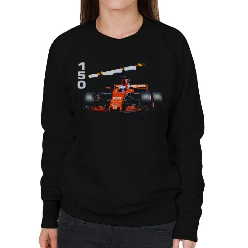 Motorsport Images Jenson Button McLaren MCL32 Monte Carlo Women's Sweatshirt Hoodie with Hem Lace Feminine Delicate