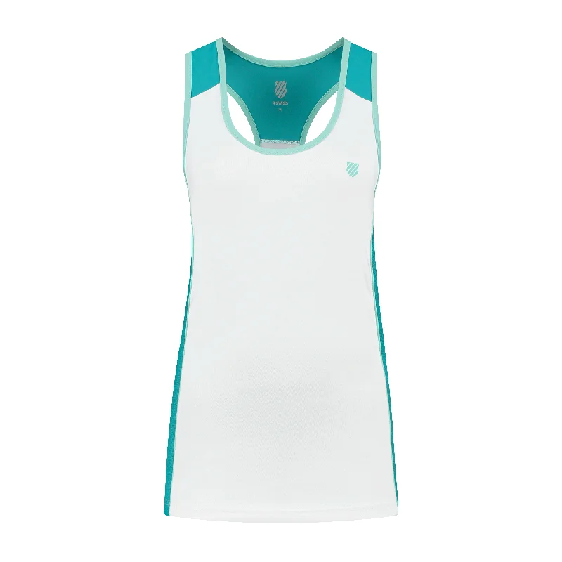 194251-169 | WOMENS HYPERCOURT SPEED TANK | WHITE / ALGIERS BLUE cherry red tank