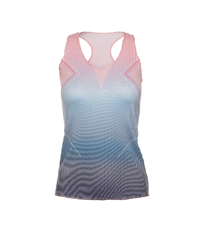 196050-466 | PLEATED V-NECK TANK | SILVERLAKE BLUE low neck tank