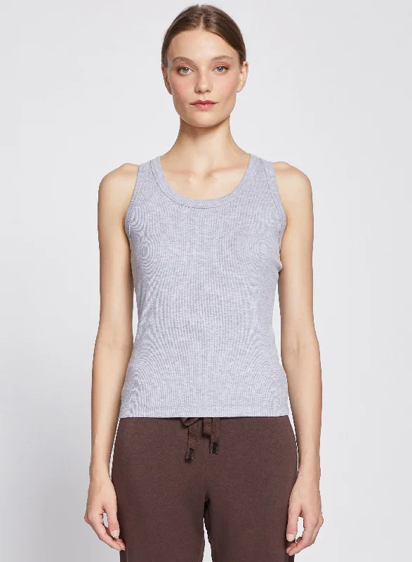 2x1 Fine Rib Classic Tank in Heather Grey spandex blend tank