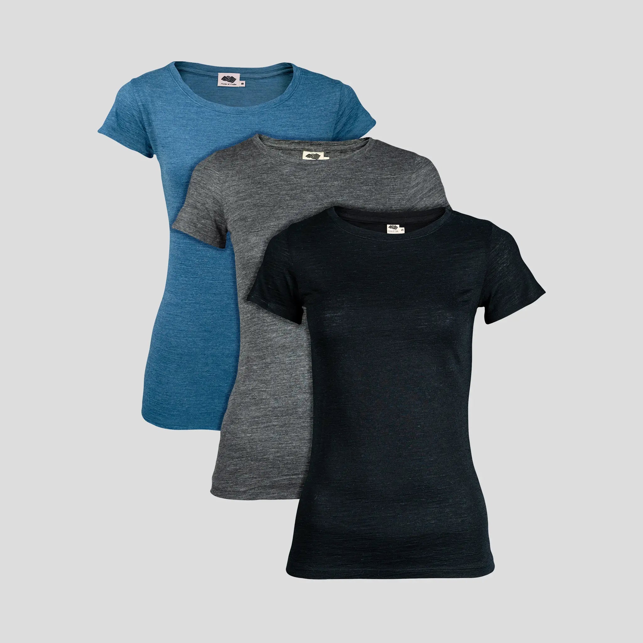 3 Pack - Women's Alpaca Wool Crew Neck T-Shirts: 160 Ultralight Basic T-Shirt Crew Neck Short Sleeve