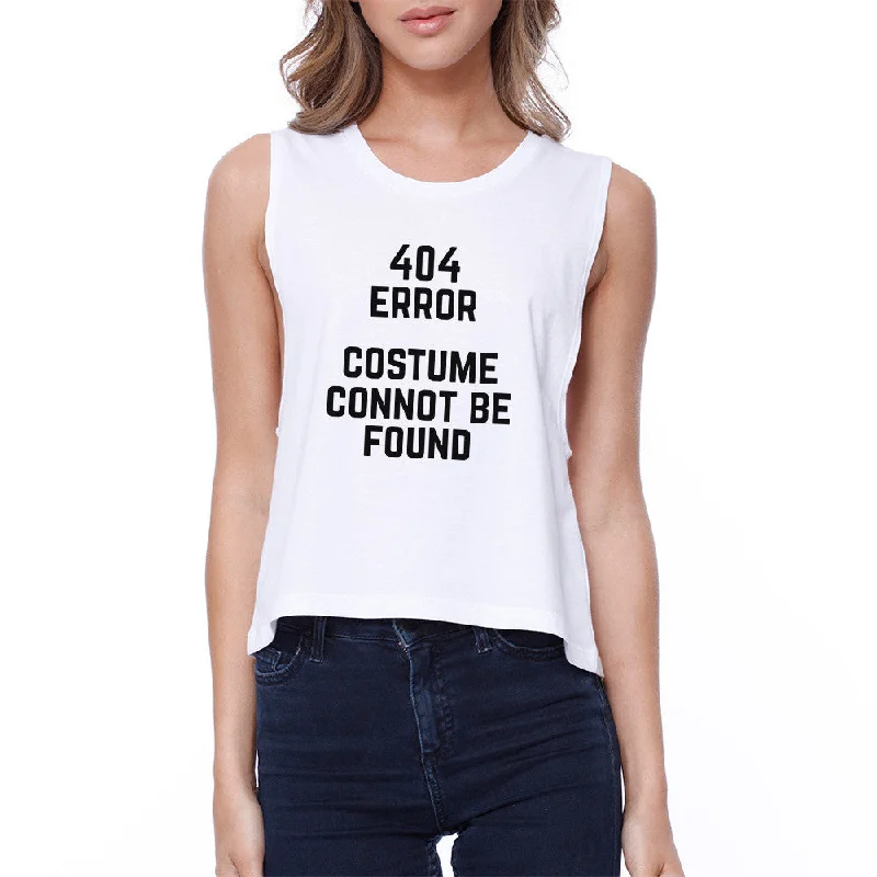 404 Error Costume Cannot Be Found Funny Halloween Crop Tank Top turquoise tank top