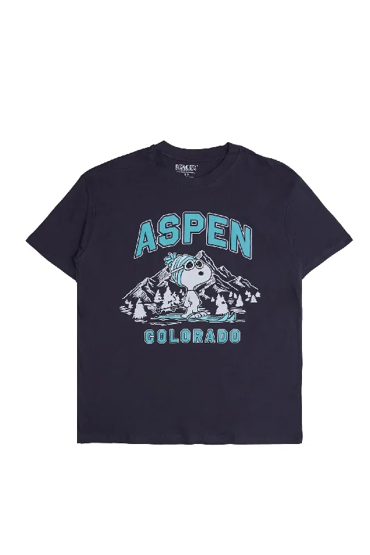 Peanuts Snoopy Aspen Colorado Graphic Flocked Relaxed Tee Mesh Blend Leather Blend Suede Blend