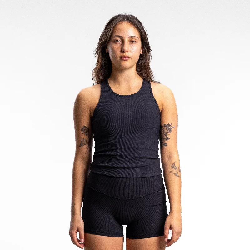 Agile Racer Back Tank Women's BLACK sheer tank top