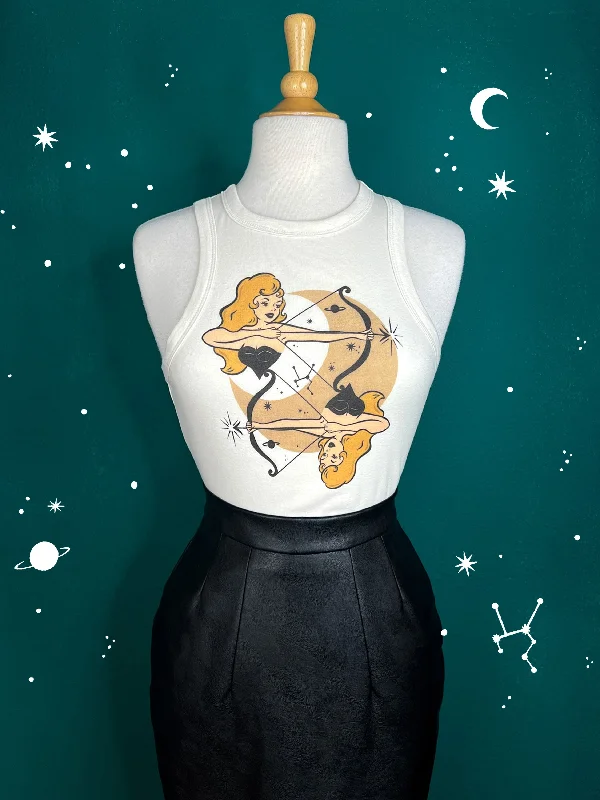 Cosmic Archer Rib Racer Tank in Natural fitness tank top