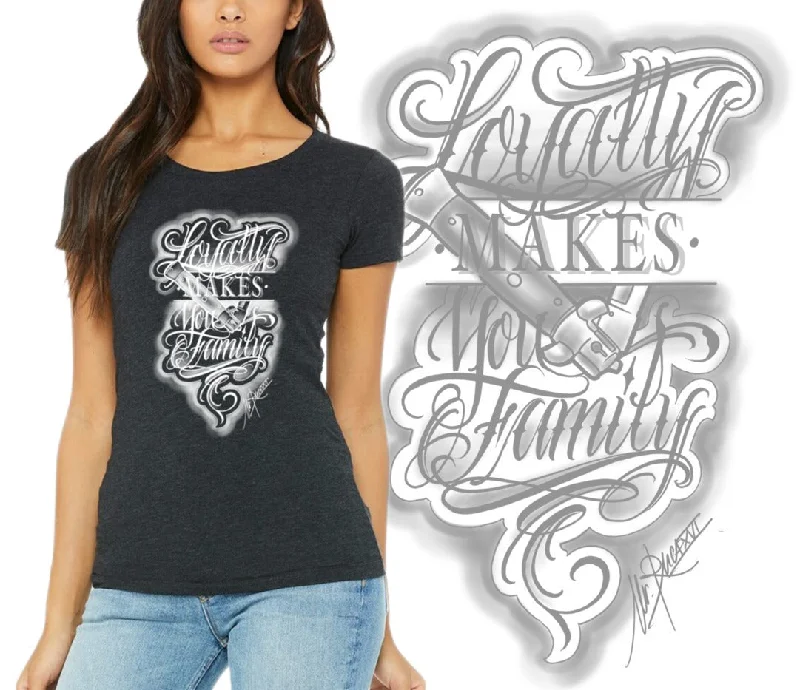 Art Society LOYALTY MAKES YOU FAMILY WOMENS TEE BLACK Modern Contemporary Chic