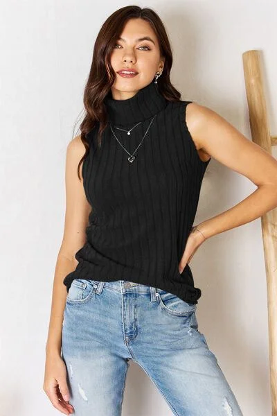 Basic Bae Ribbed Turtleneck Tank solid color tank