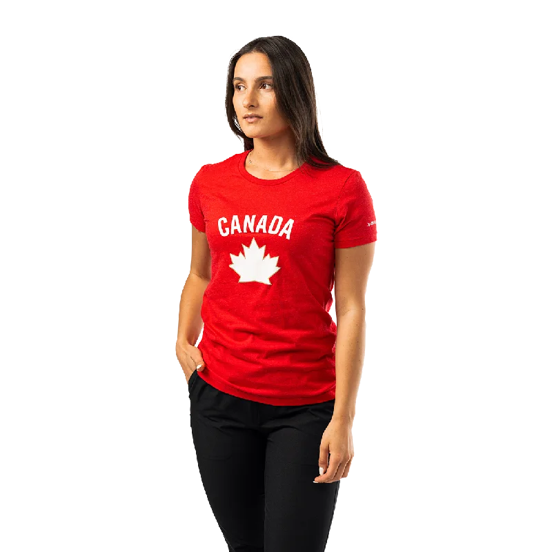 BAUER HOCKEY CANADA WOMENS GRAPHIC TEE Basic T-Shirt Crew Neck Short Sleeve