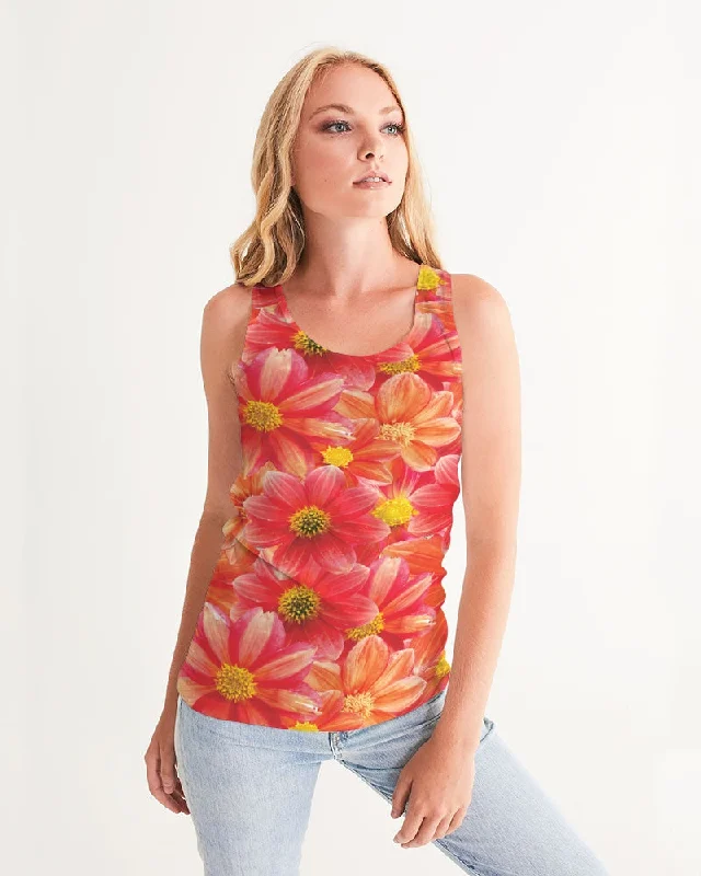 Beautiful blood orange flower design Women's All-Over Print Tank metallic tank top