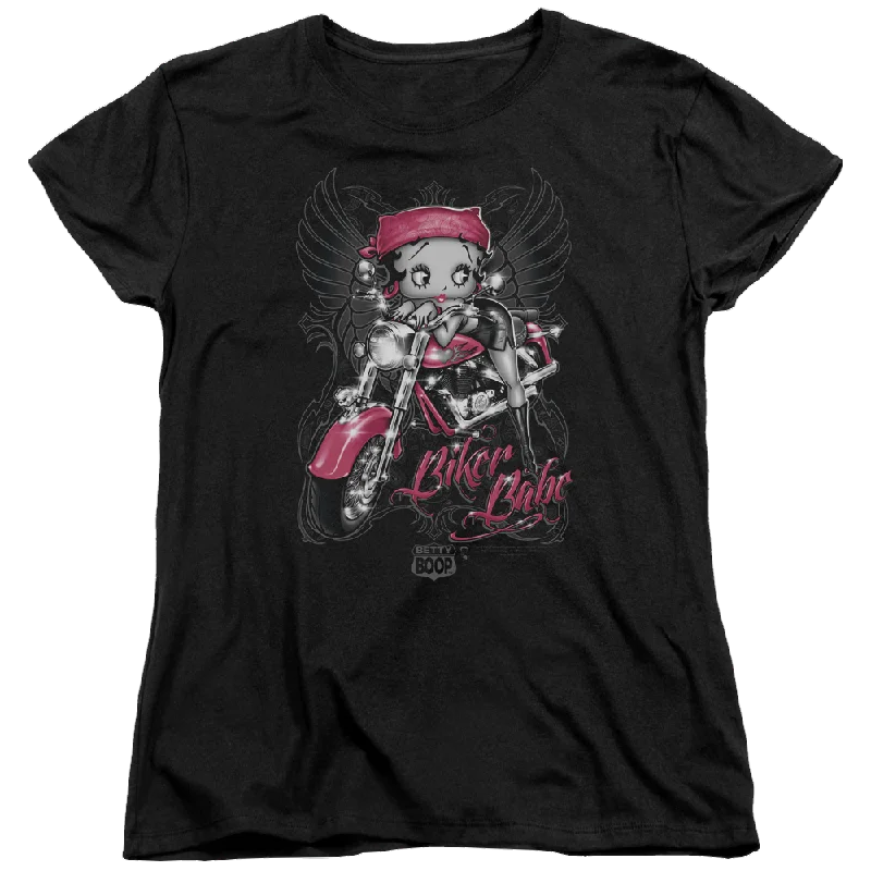 Betty Boop Biker Babe - Women's T-Shirt Knit Fabric Woven Fabric Fleece Fabric