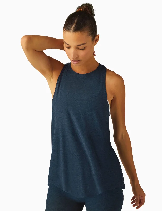 Featherweight Captivate Cutout Tank - Nocturnal Navy low neck tank