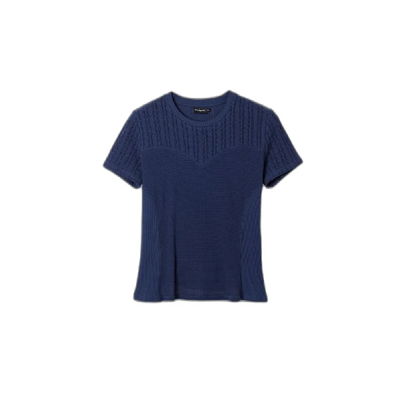 Blue Cotton Tops & T-Shirt Anti-Shrink Durable Soft