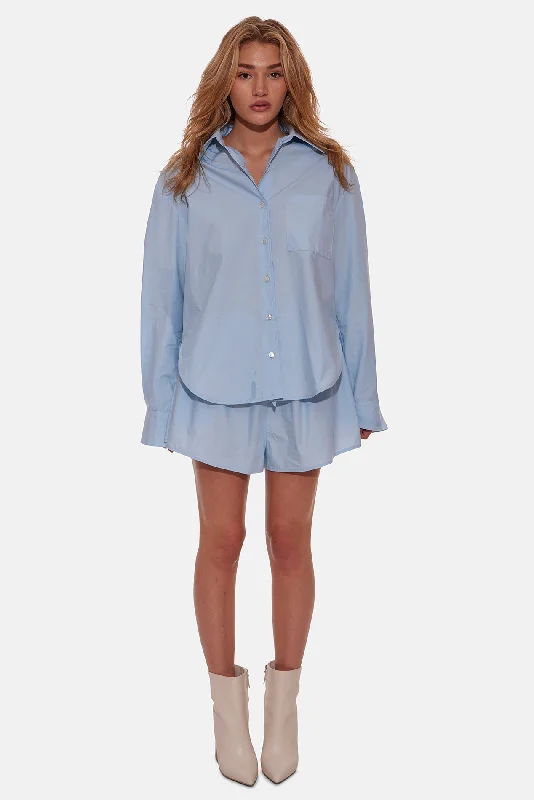 Poppy Buttondown Poplin Shirt Blue Modern Contemporary Chic