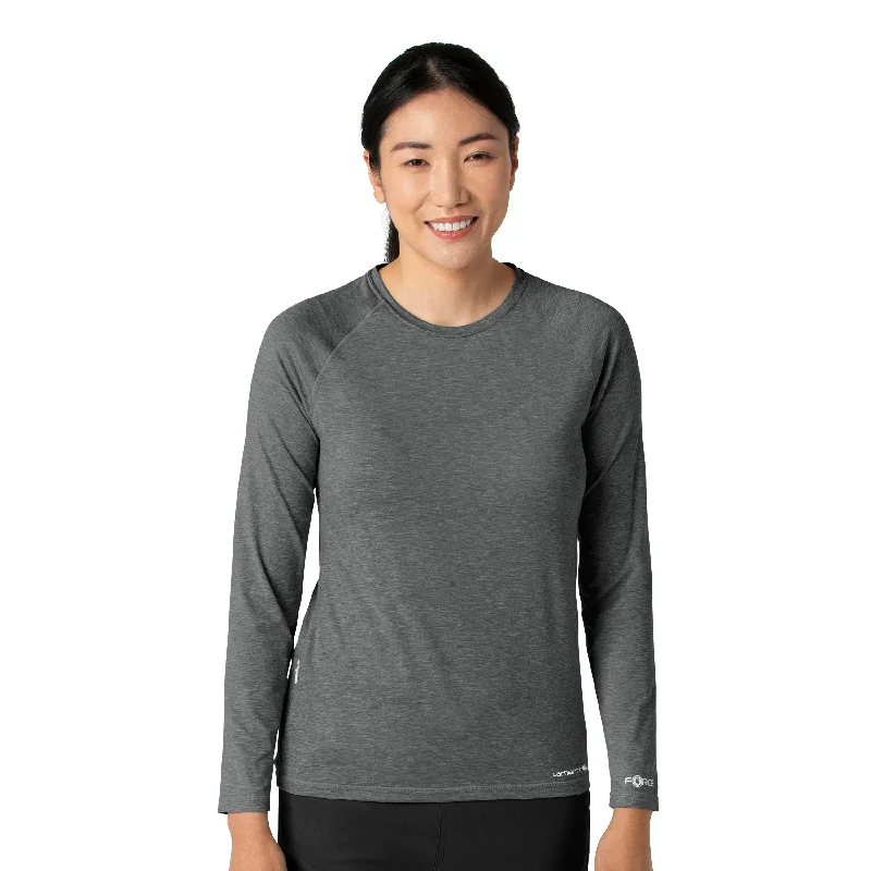 Carhartt Force Sub-Scrubs Women's Performance Long Sleeve Tee - Pewter Heather Lace Blend Ribbed Blend Corduroy Blend