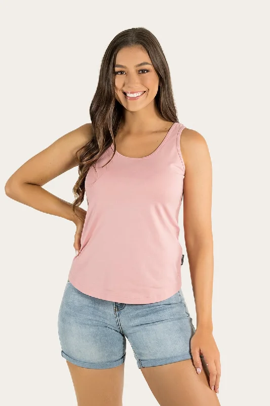 Carlisle Womens Relaxed Scoop Neck Tank - Rose cold shoulder tank