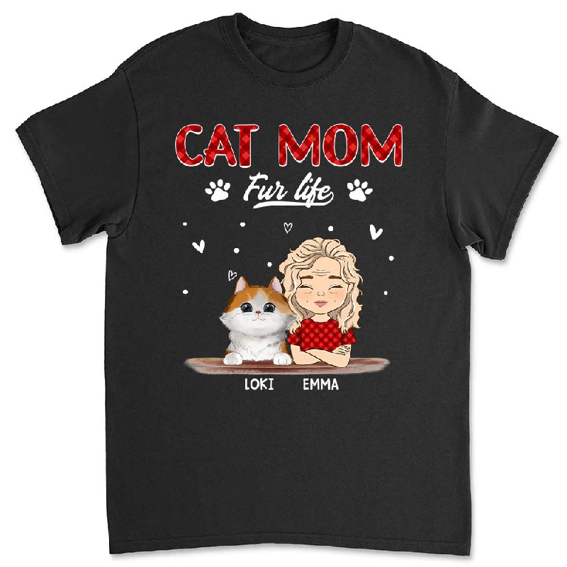 Cat Mom Fur Life - Personalized Custom Unisex T-shirt Chenille Blend Fleece Blend Nylon Blend