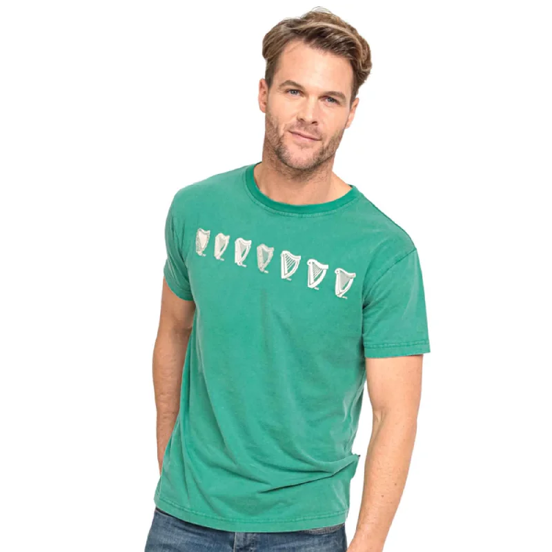 Guinness Evolution of Harp Tee, Green Spandex Blend Rayon Blend Denim Blend