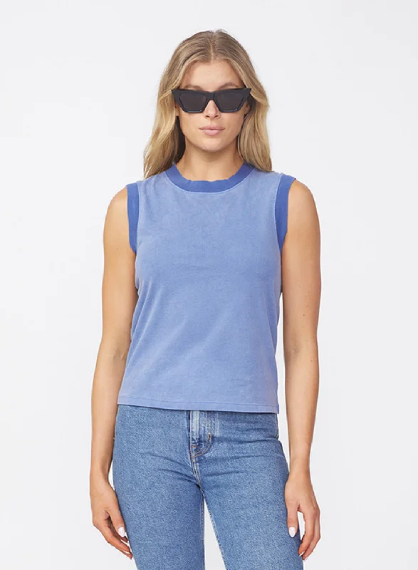 Cloud Jersey Wide Banded Tank in Sea mesh tank top