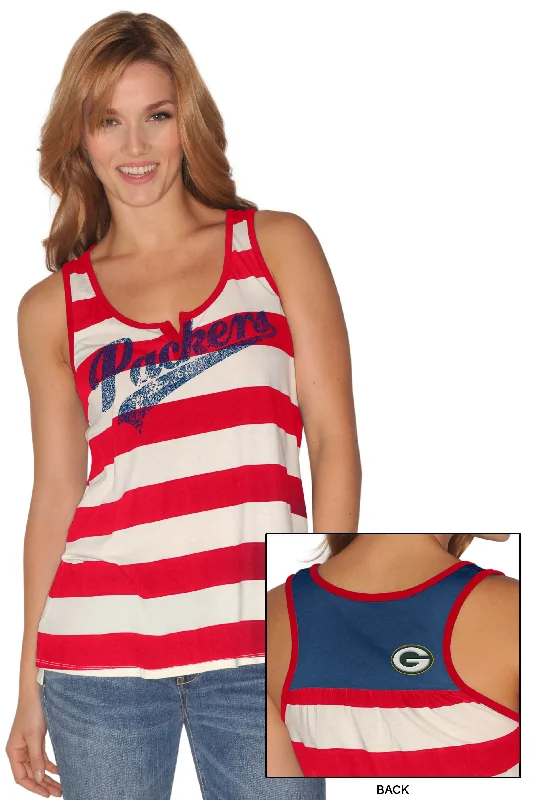 Green Bay Packers Women's Red, White, Blue Tank Top lace back tank