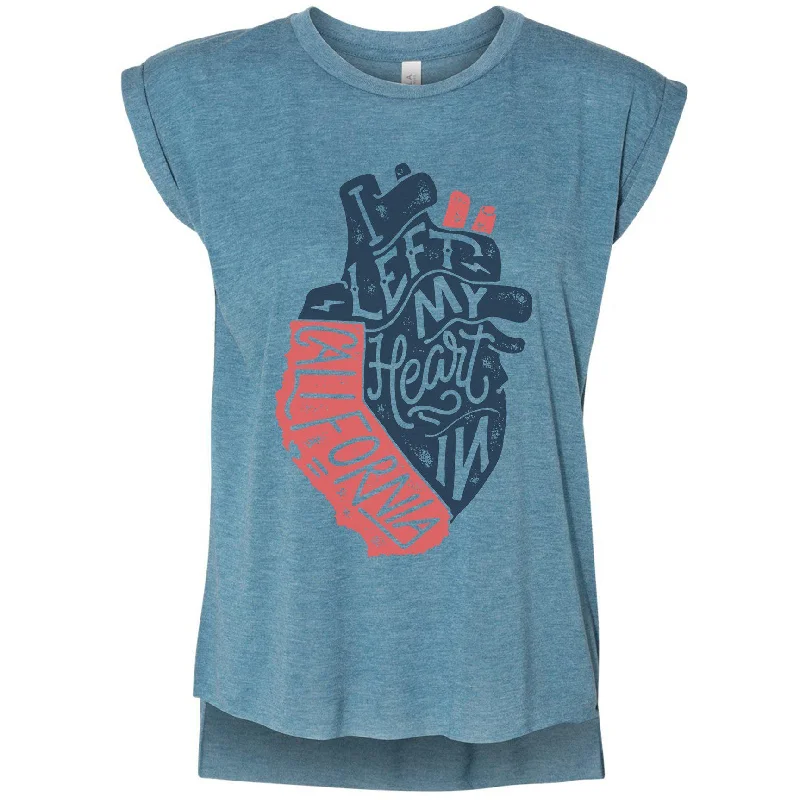 I Left My Heart In California Rolled Sleeve Tank cotton tank top