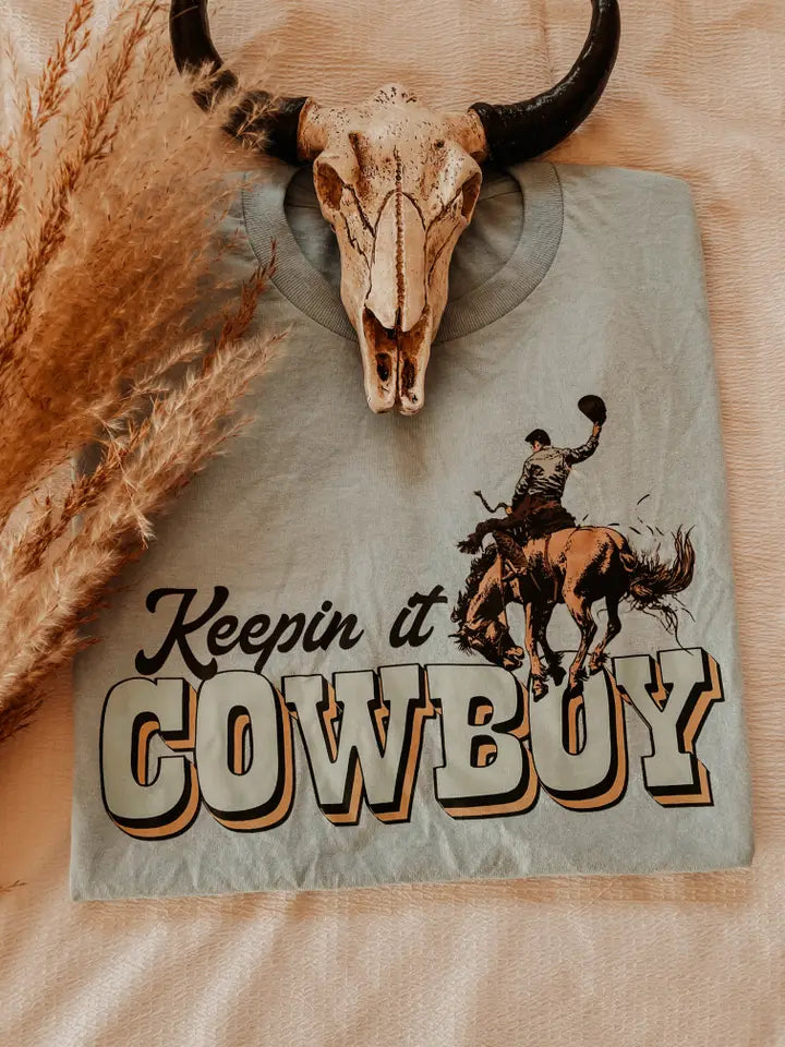 Keepin' It Cowboy Tee~ Only Medium, Large Houndstooth Herringbone Solid