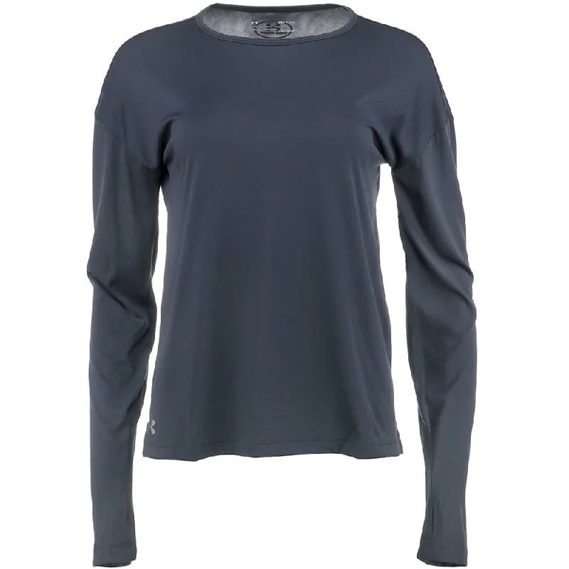 Locker Emboss Crew Neck Long Sleeve Athletic T-Shirt Mesh Canvas Denim