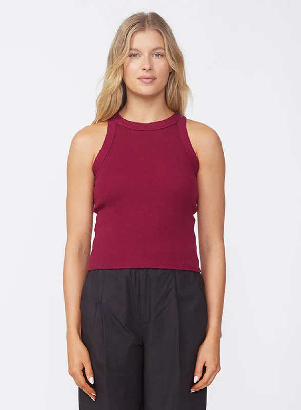 Luxe 2x1 Rib 90's Tank in Bordeaux basic tank top