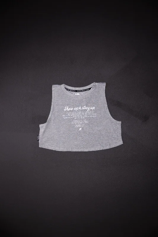 MAKE HISTORY CROP TANK - GREY seamless tank top