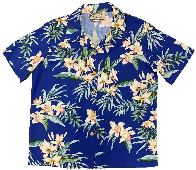 Orchid Ginger Women's Hawaiian Camp Shirt Fleece Nylon Spandex