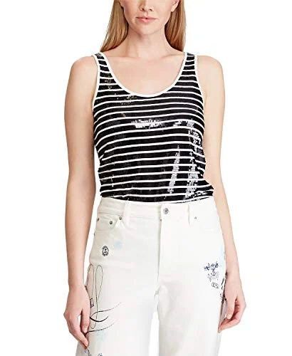 Ralph Lauren Lauren Tank Top (Lauren Navy/Silk White, XS) halter tank top