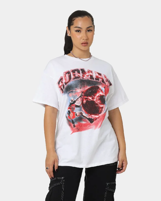 Rodman Brand Planet Dunk T-Shirt White Asymmetrical Pockets Print