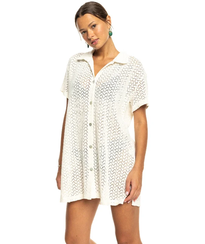 Roxy Dalia Beach Shirt Hooded Caped Shawl Collar