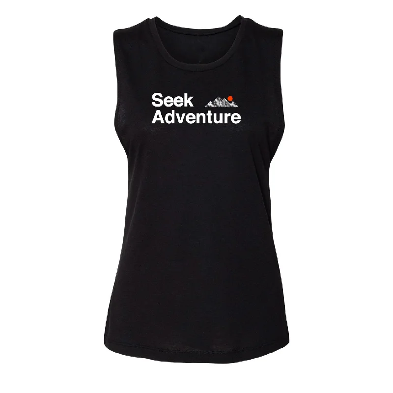 Seek Adventure Muscle Tank - Black off shoulder tank