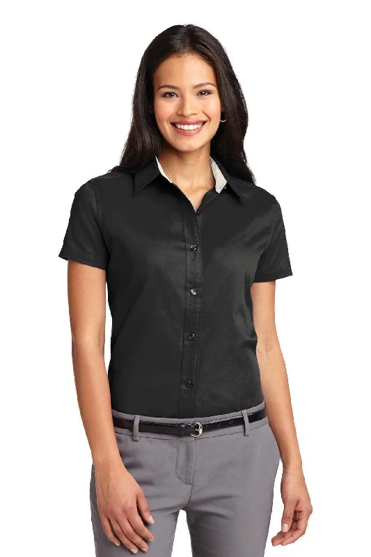 Port Authority Ladies Short Sleeve Easy Care  Shirt.  L508 Silk Blend Satin Velvet