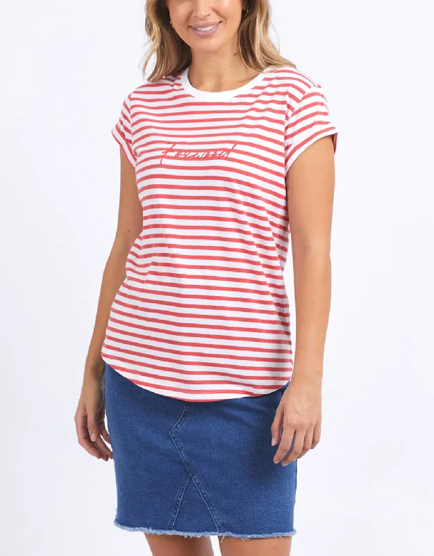 Signature Stripe Tee - Cayenne & White Stripe Chenille Brocade Lace