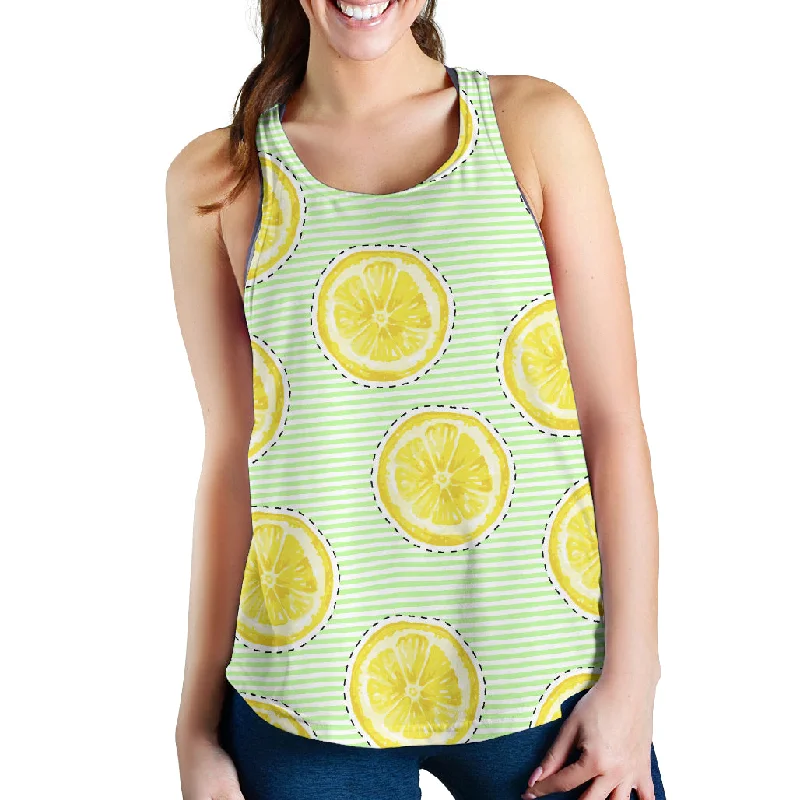 slice of lemon pattern Women Racerback Tank Top high neck tank