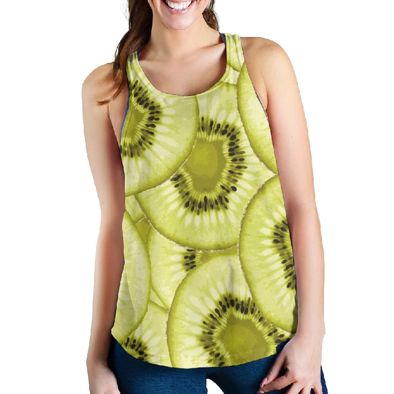 Sliced kiwi pattern Women Racerback Tank Top relaxed fit tank