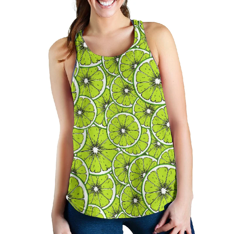 Slices of Lime design pattern Women Racerback Tank Top sequin tank top