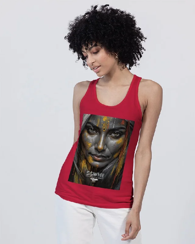 South Asian silver grey white hair sisters portrait [3] Unisex Jersey Tank | Bella + Canvas mint tank top