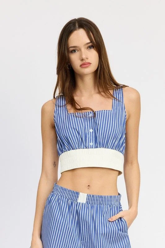 Striped Crop Tank Top stretchy tank top